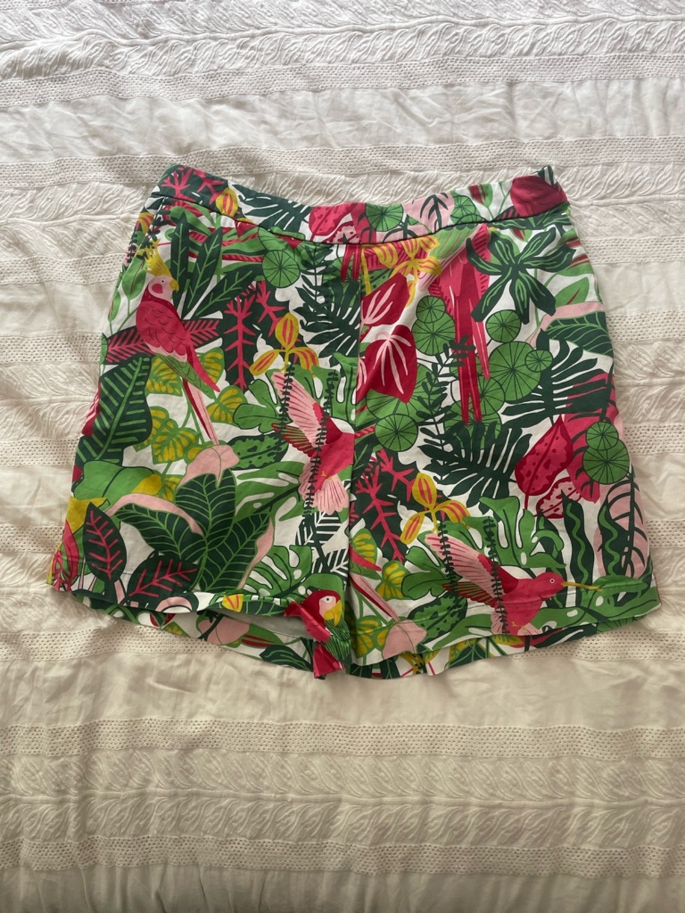 Boden High Waist Tropical Print Shorts - Pink, Green, Yellow
